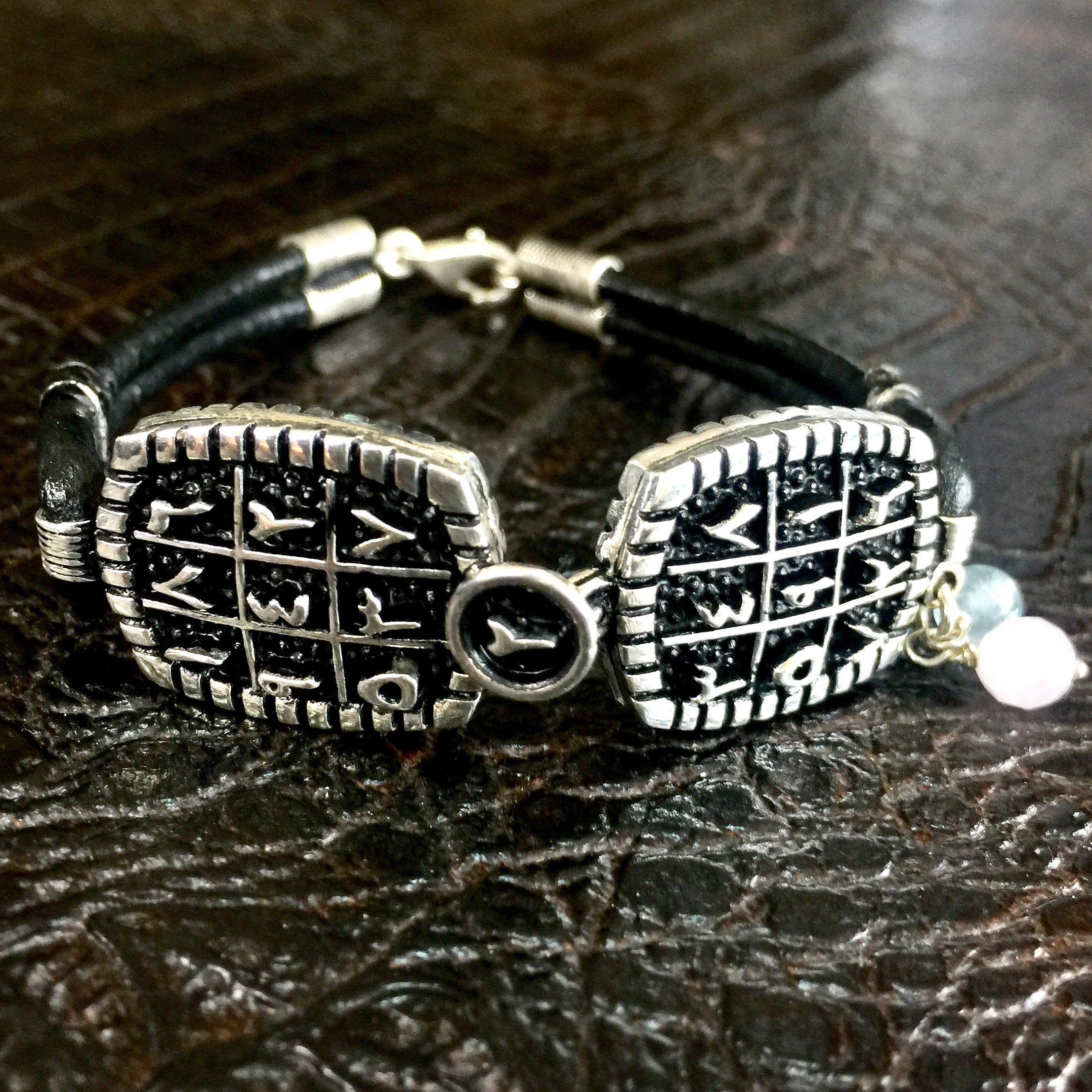 Vefk Gümüş Bileklik (Dört Yönlü-Deri Kordon) - Görsel 3